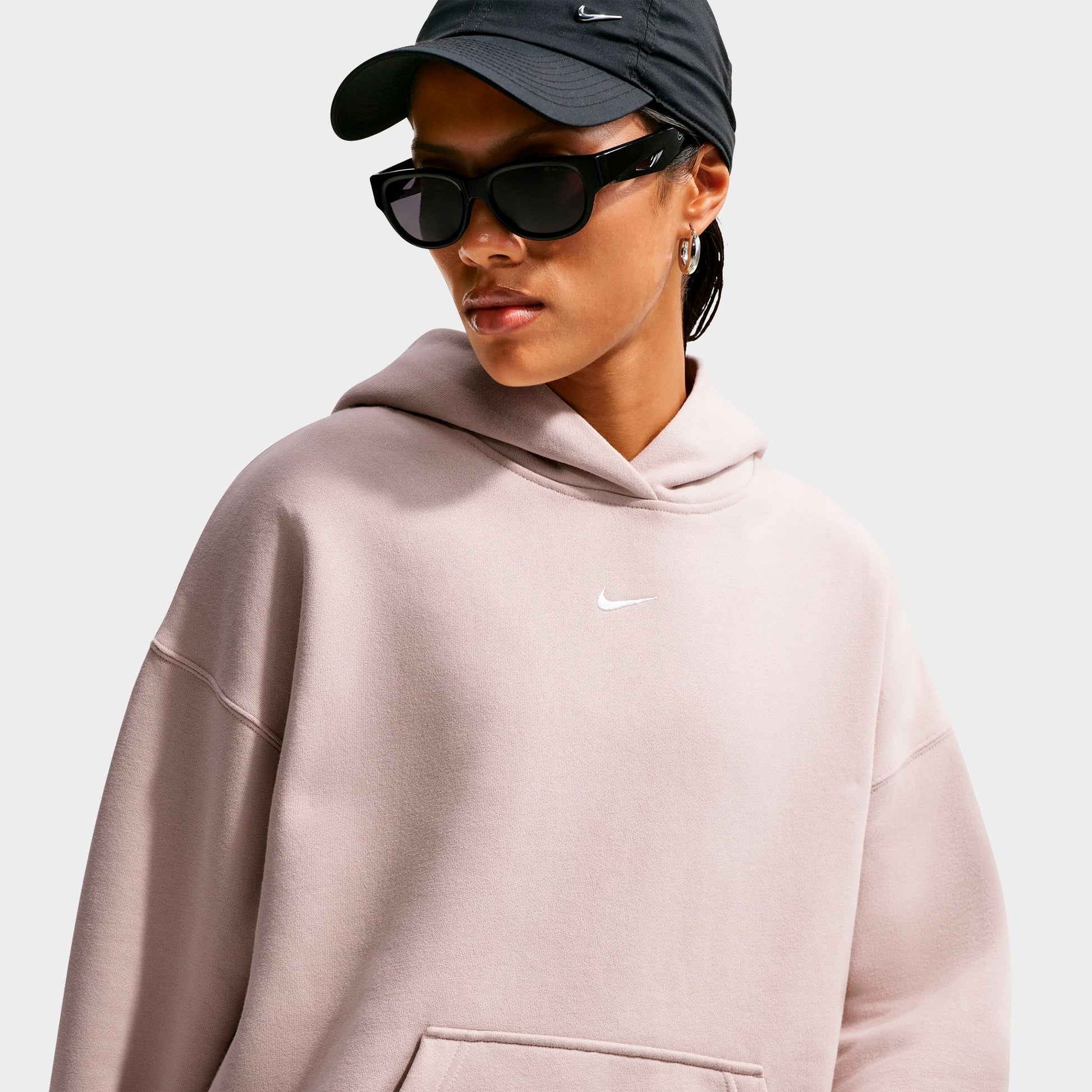 Women's Nike Studio Fleece Medium-Weight Oversized Pullover Hoodie - Cream II/Sail