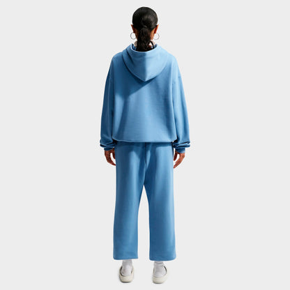 Women's Nike Studio Fleece Medium-Weight Oversized Pullover Hoodie - Work Blue/Sail