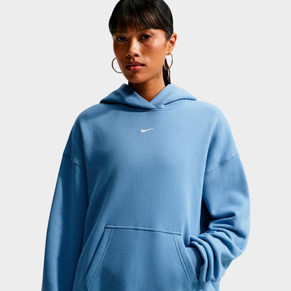 Women's Nike Studio Fleece Medium-Weight Oversized Pullover Hoodie - Work Blue/Sail