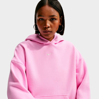 Women's Nike Studio Fleece Medium-Weight Oversized Pullover Hoodie - Pink Rise/Sail