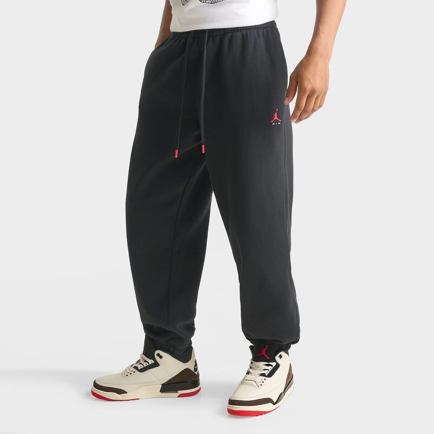 Men's Jordan Brooklyn Jumpman Air French Terry Jogger Pants - Black/University Red
