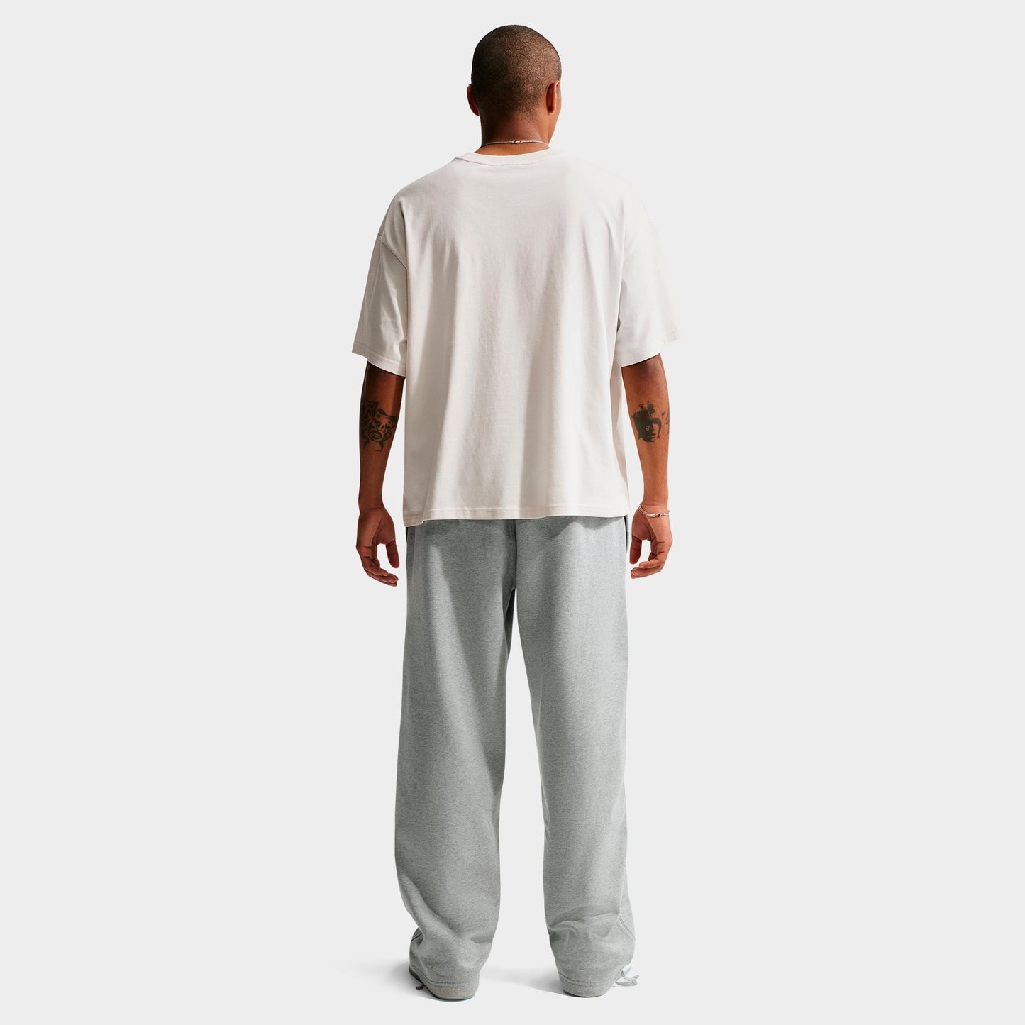 Men's Nike Solo Swoosh Fleece Open-Hem Pants - Dark Grey Heather/White