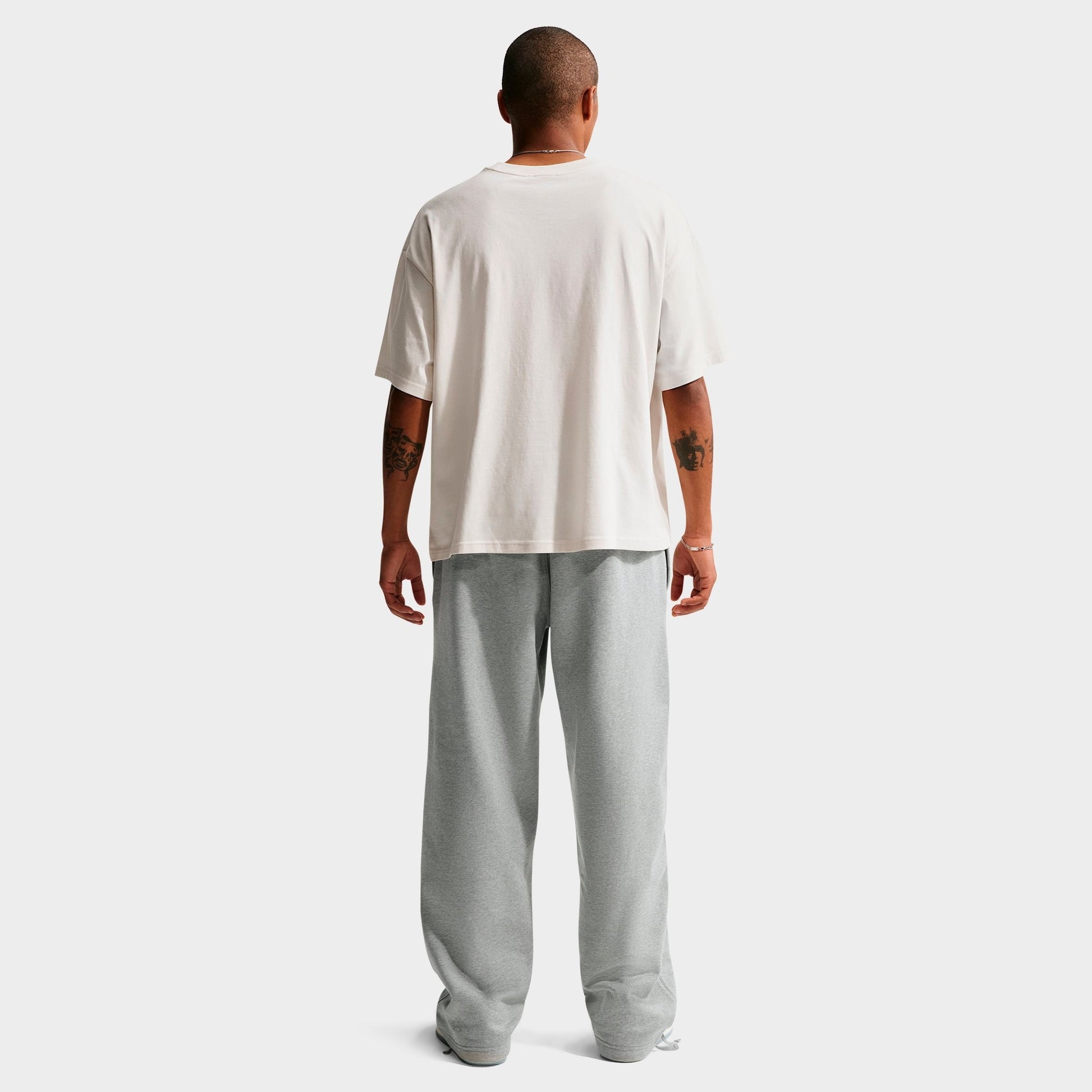 Men's Nike Solo Swoosh Fleece Open-Hem Pants - Dark Grey Heather/White
