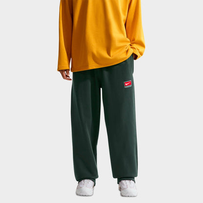 Men's Nike Solo Swoosh Fleece Open-Hem Pants - Black Spruce/White