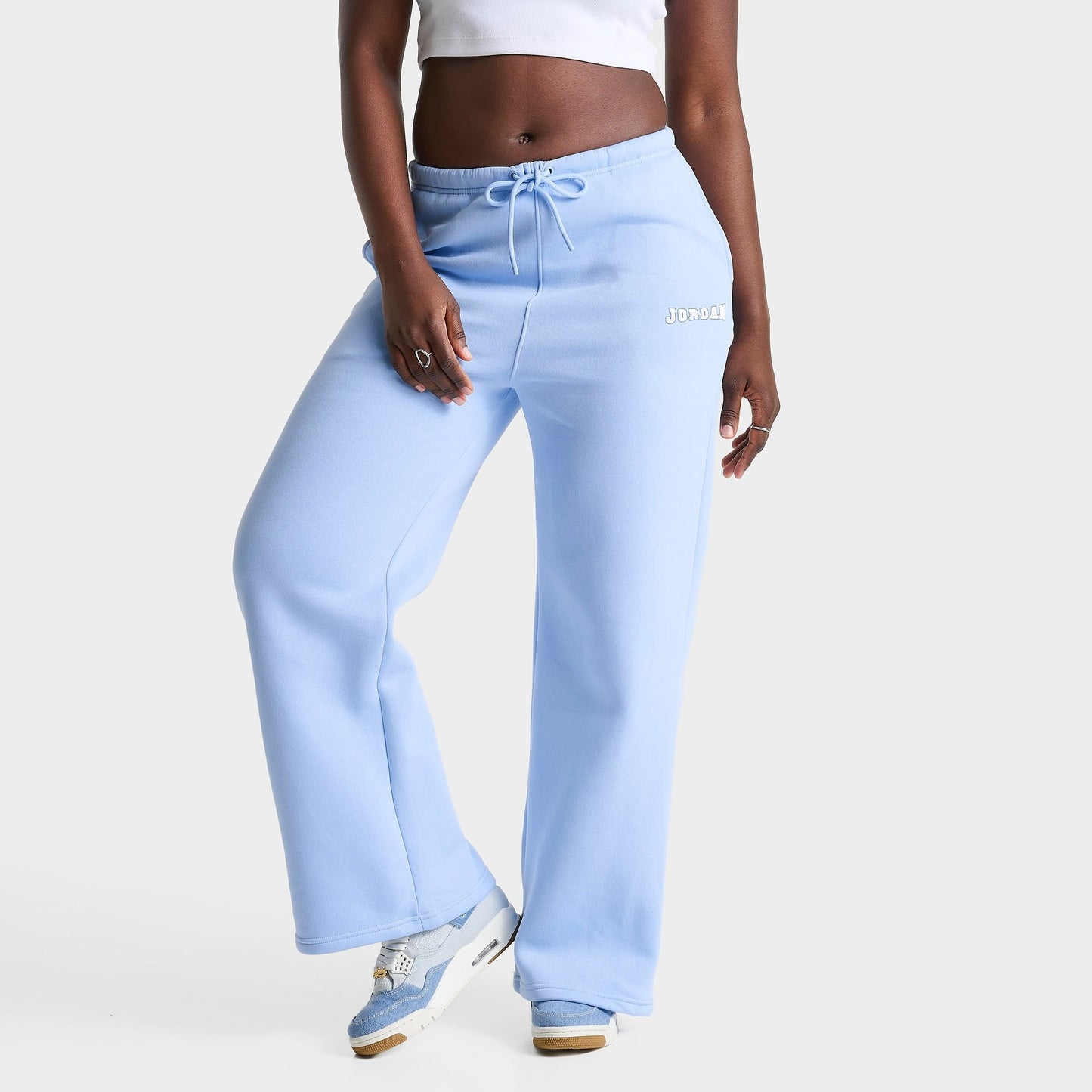 Women's Jordan Brooklyn Fleece Varsity Wide-Leg Sweatpants - Psychic Blue/White