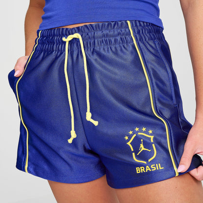 Women's Jordan Brooklyn Brazil Knit Shorts - Old Royal/Yellow Pulse