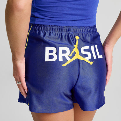 Women's Jordan Brooklyn Brazil Knit Shorts - Old Royal/Yellow Pulse