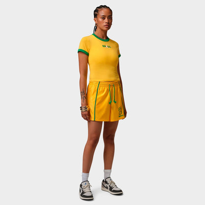 Women's Jordan Brooklyn Brazil Knit Shorts - Varsity Maize/Lucky Green