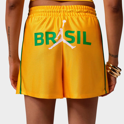 Women's Jordan Brooklyn Brazil Knit Shorts - Varsity Maize/Lucky Green