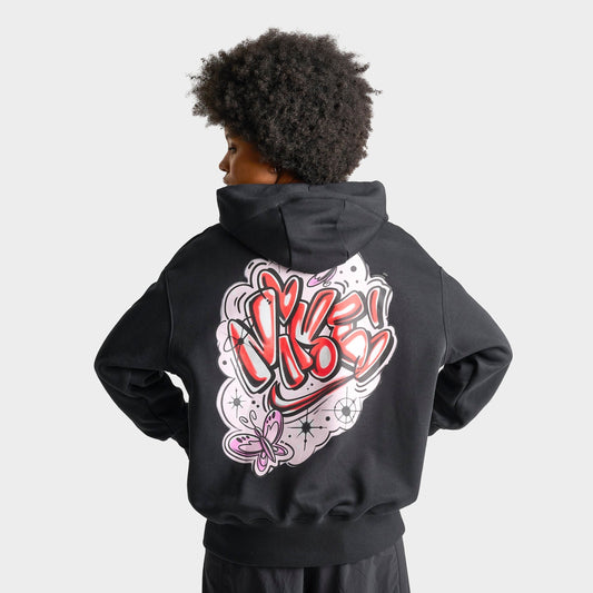 Women's Nike Sportswear Phoenix Fleece Airbrushed Oversized Pullover Hoodie - Black/Light Magenta