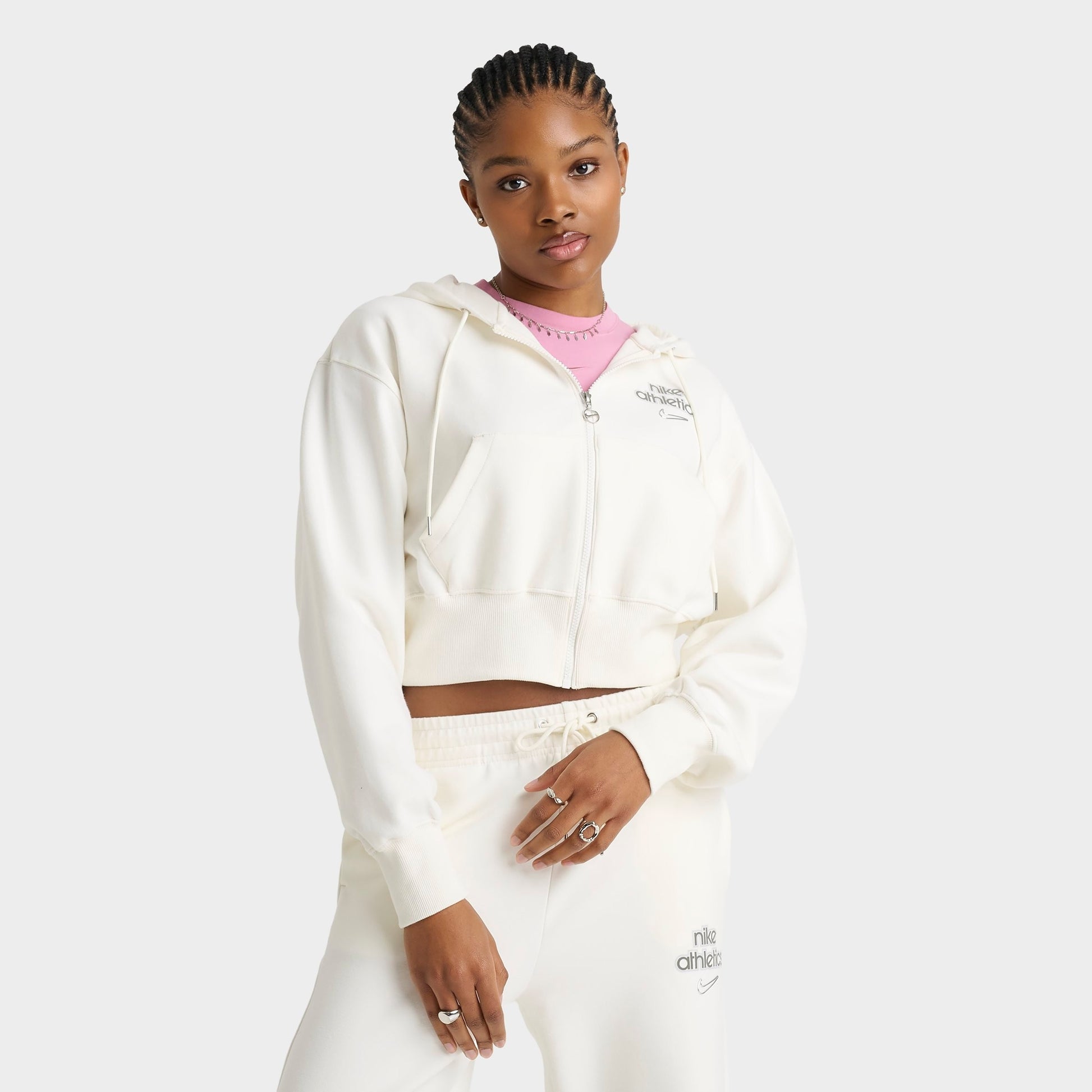 Women's Nike Sportswear Phoenix Fleece Cropped Full-Zip Hoodie - Sail