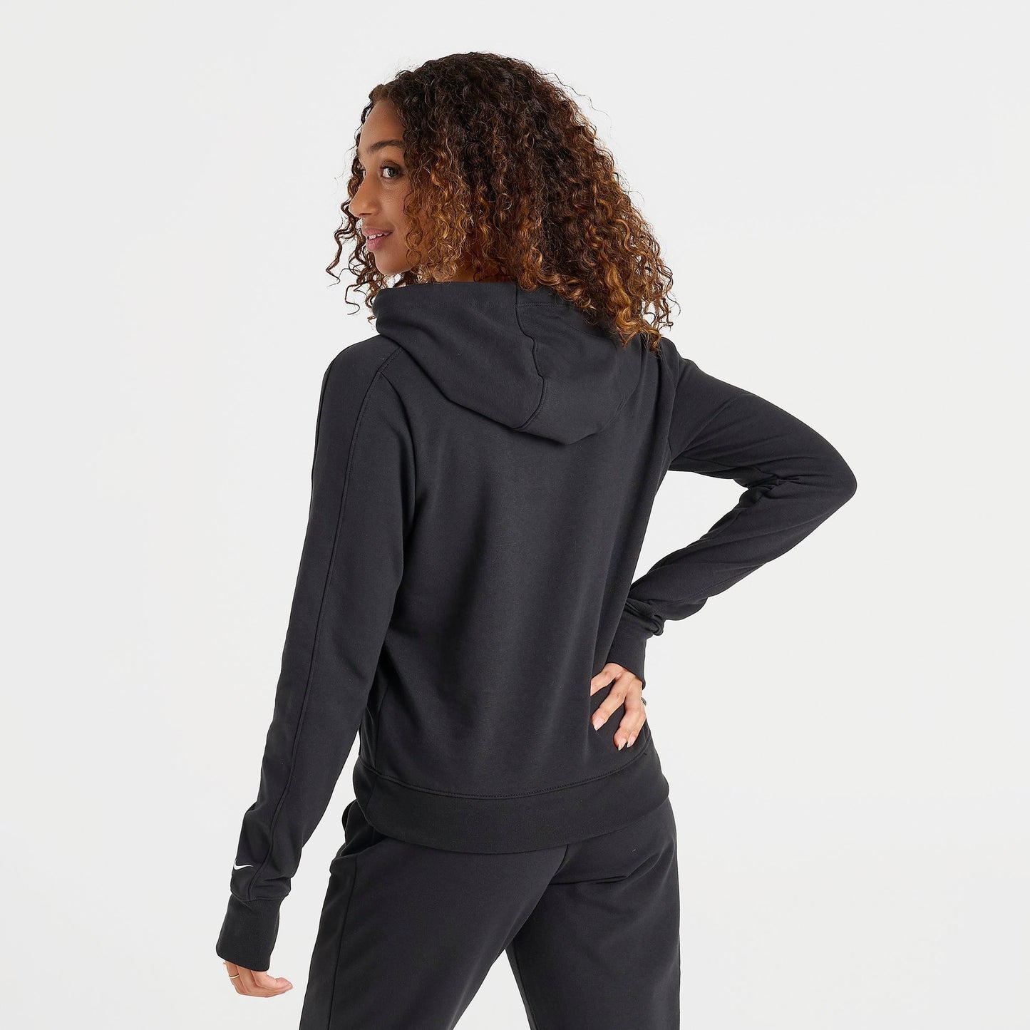 Women's Nike Pro Dri-FIT French Terry Pullover Hoodie - Black/White