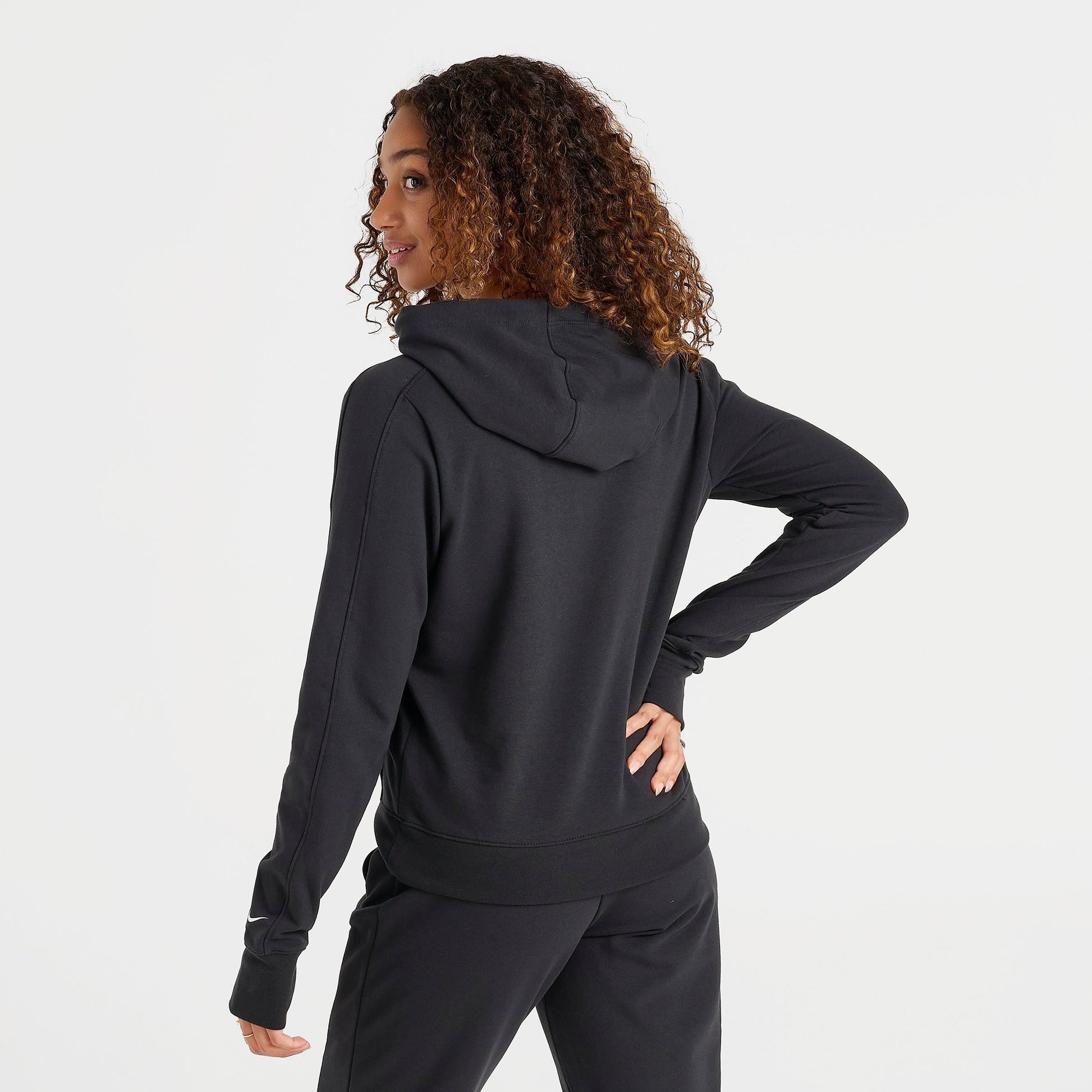 Women's Nike Pro Dri-FIT French Terry Pullover Hoodie - Black/White
