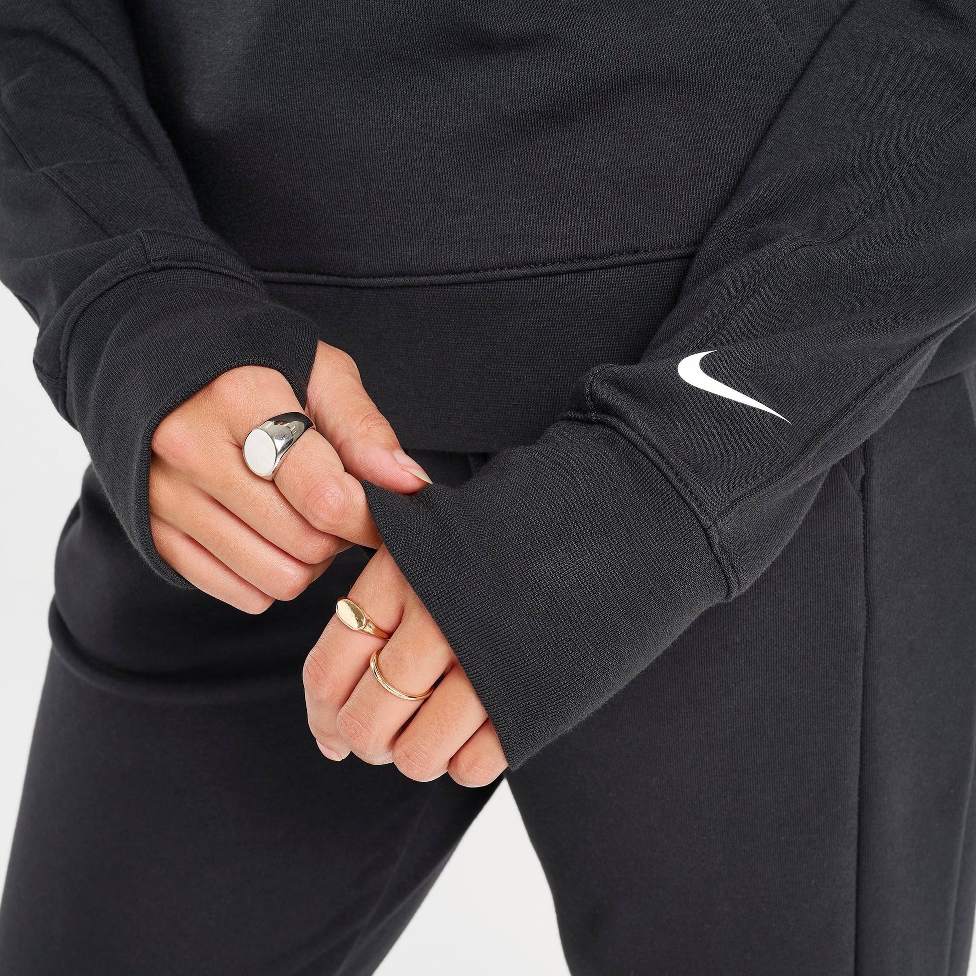 Women's Nike Pro Dri-FIT French Terry Pullover Hoodie - Black/White