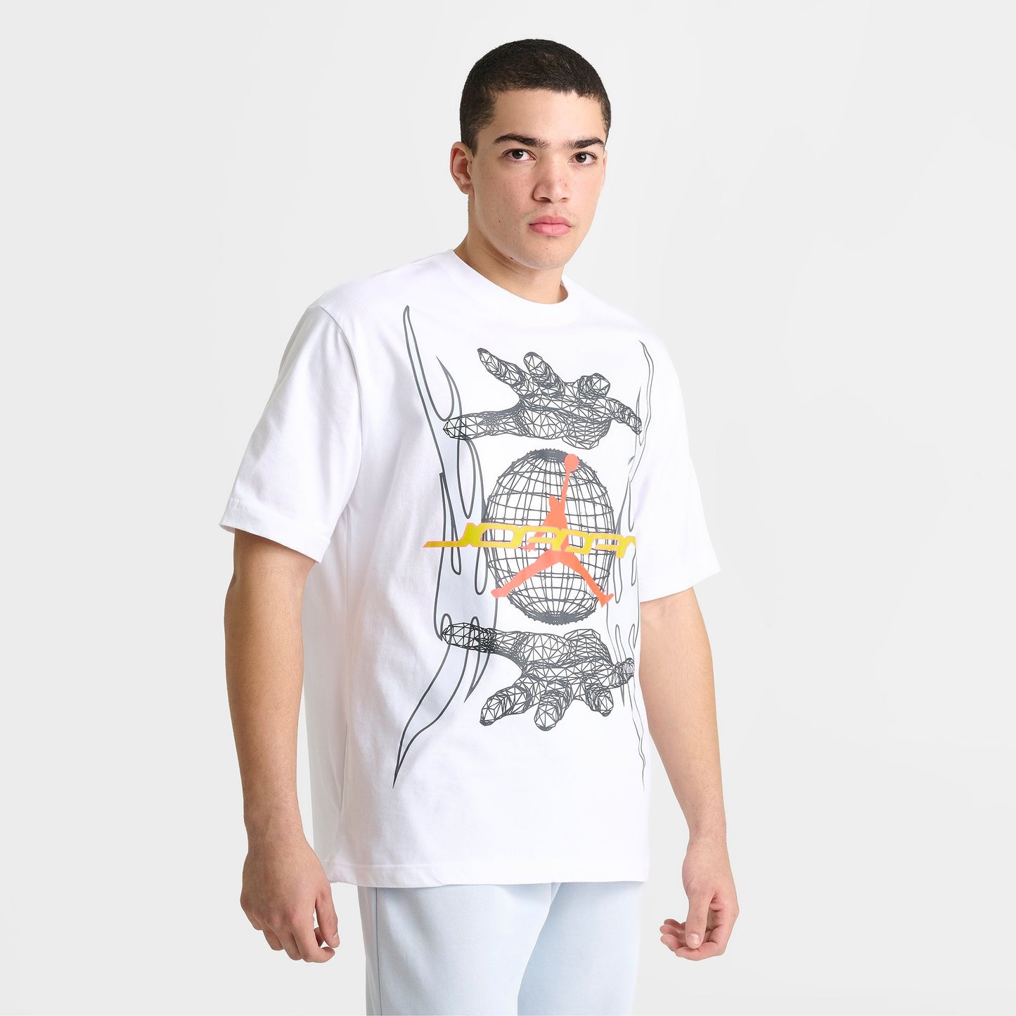 Men's Jordan Hands Graphic T-Shirt - White/Infrared 23