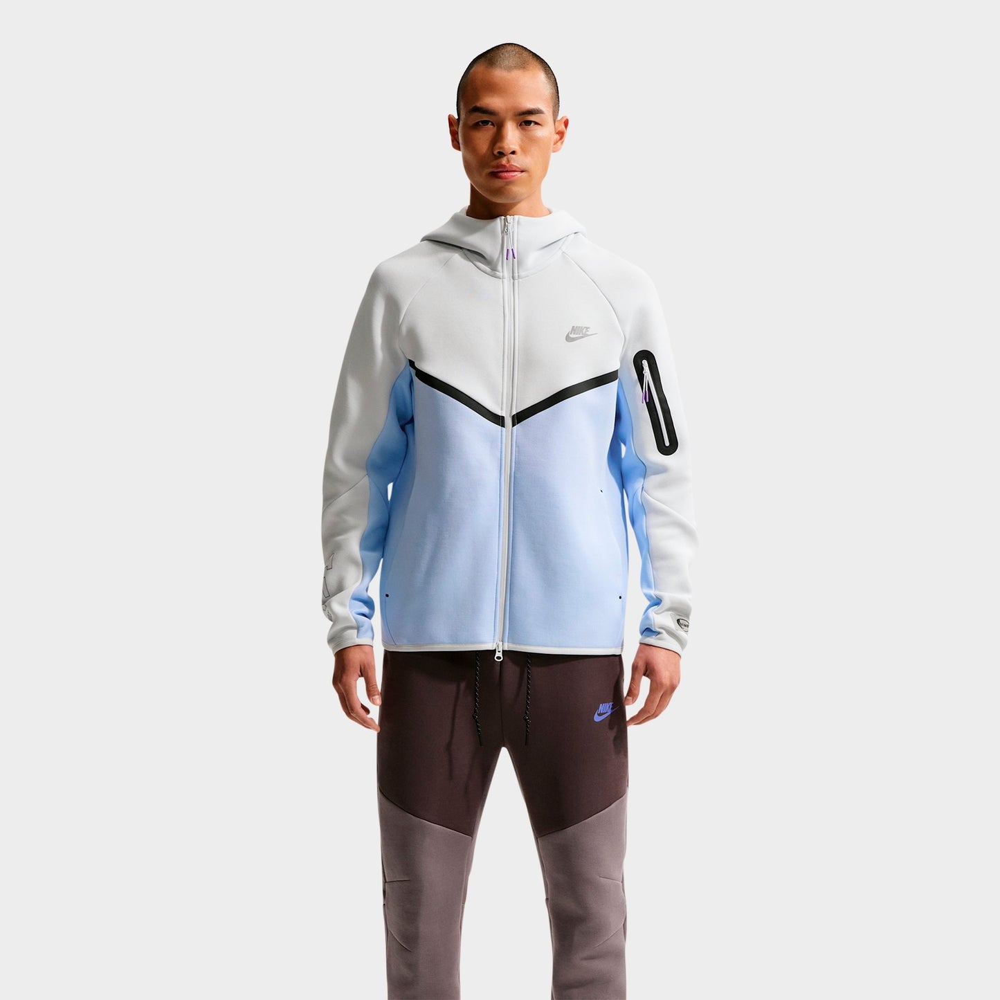 Men's Nike Tech Fleece Air Max Full-Zip Windrunner Jacket - Off White/Hydrogen Blue/Bright Violet