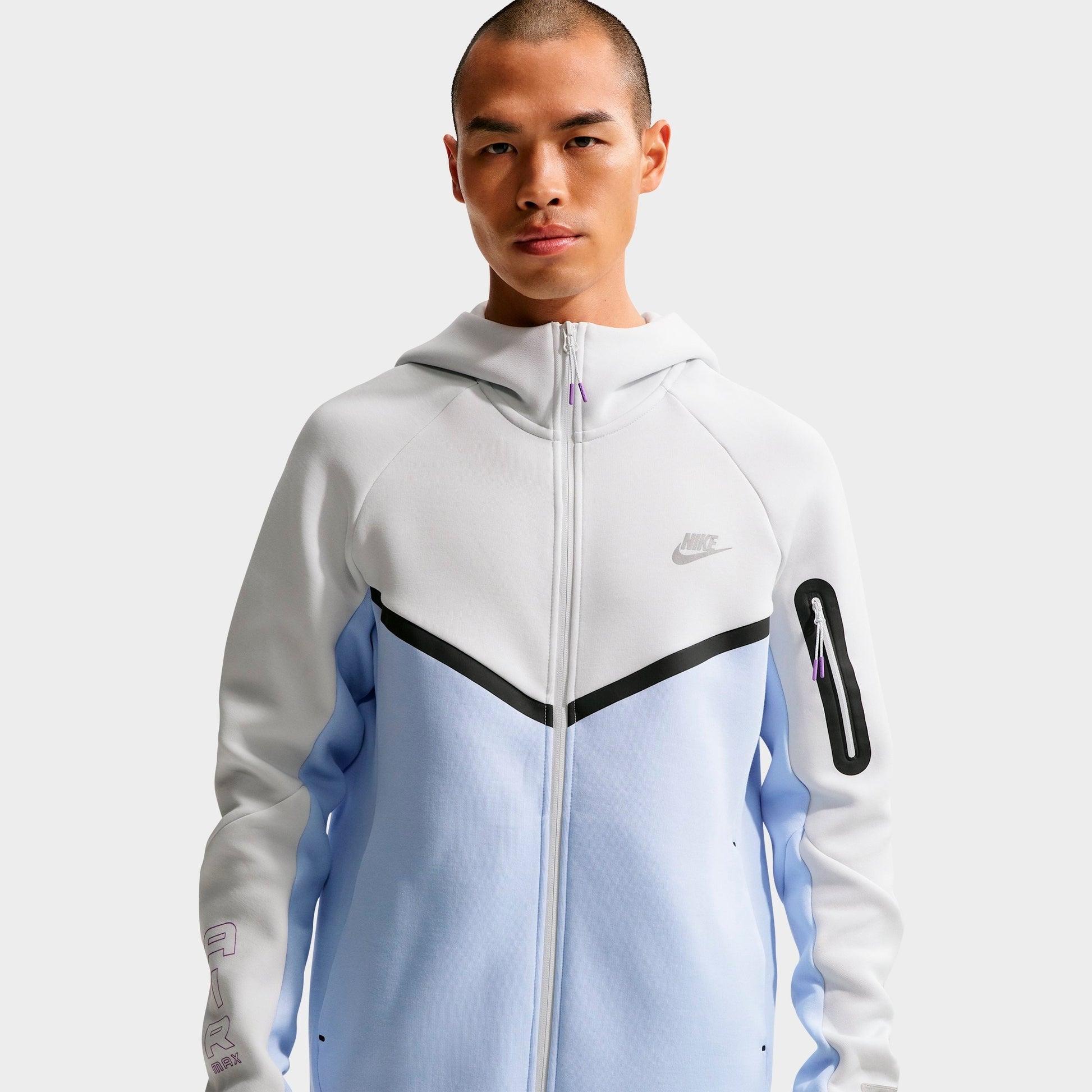 Men's Nike Tech Fleece Air Max Full-Zip Windrunner Jacket - Off White/Hydrogen Blue/Bright Violet
