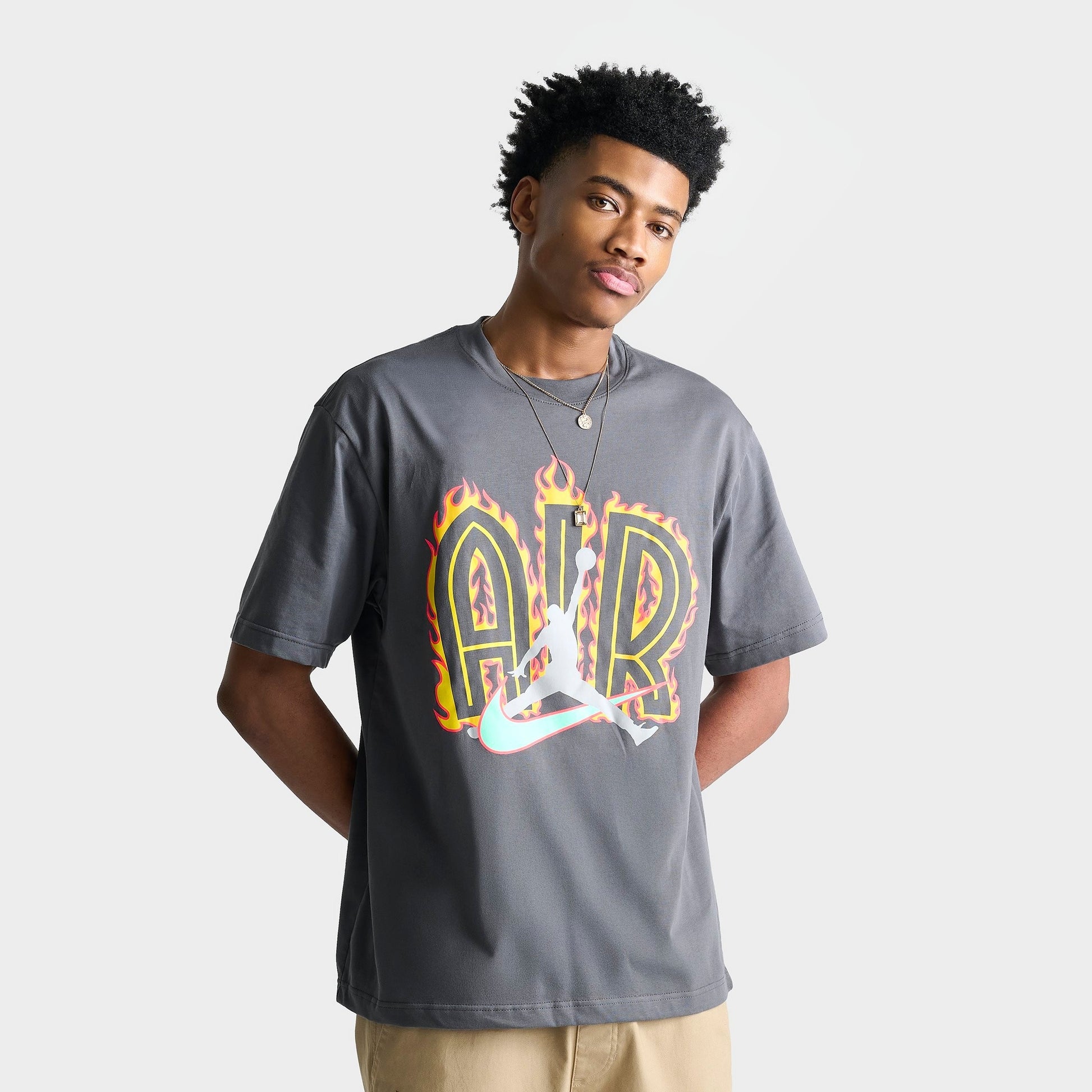 Men's Jordan Air Flame Graphic T-Shirt - Iron Grey