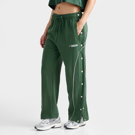 Women's Nike Fleece Tearaway Pants - Fir/Light Silver