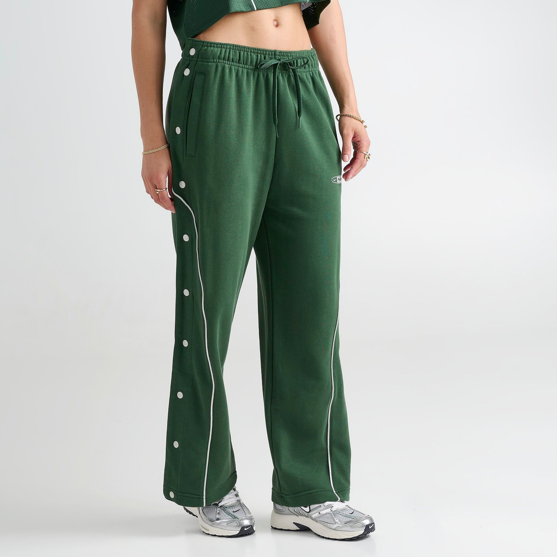 Women's Nike Fleece Tearaway Pants - Fir/Light Silver
