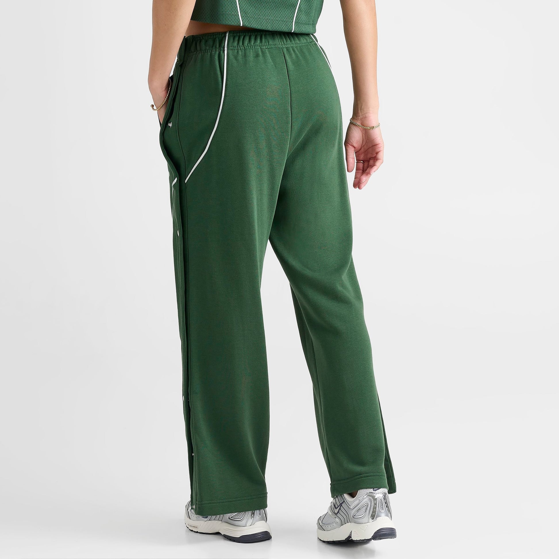 Women's Nike Fleece Tearaway Pants - Fir/Light Silver