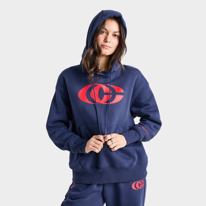 Women's Nike Caitlin Clark Essential Fleece Pullover Hoodie - Midnight Navy/University Red