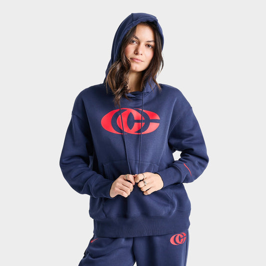 Women's Nike Caitlin Clark Essential Fleece Pullover Hoodie - Midnight Navy/University Red