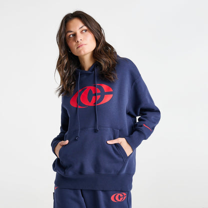 Women's Nike Caitlin Clark Essential Fleece Pullover Hoodie - Midnight Navy/University Red