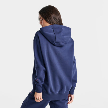 Women's Nike Caitlin Clark Essential Fleece Pullover Hoodie - Midnight Navy/University Red