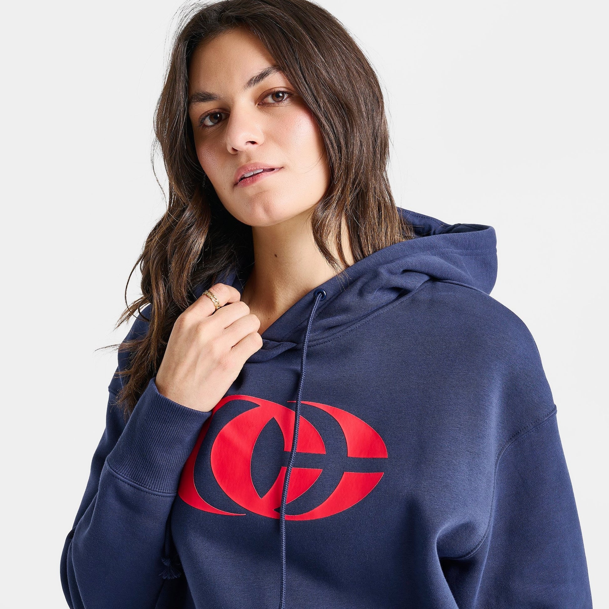 Women's Nike Caitlin Clark Essential Fleece Pullover Hoodie - Midnight Navy/University Red