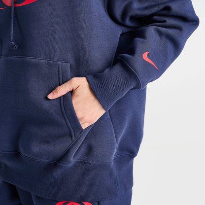 Women's Nike Caitlin Clark Essential Fleece Pullover Hoodie - Midnight Navy/University Red