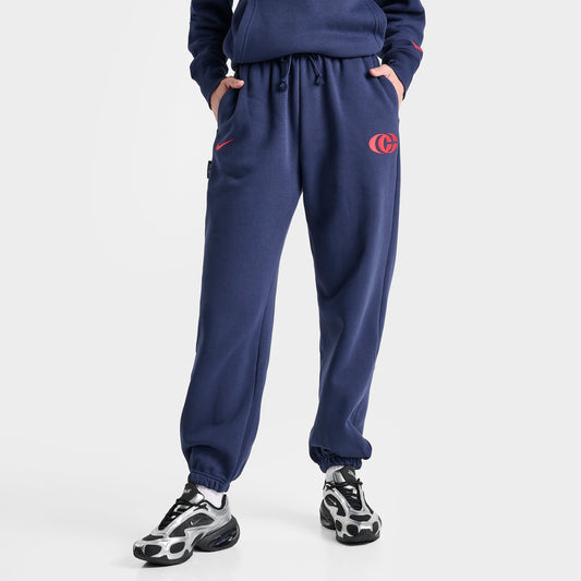 Women's Nike Caitlin Clark Essential Fleece Pants - Midnight Navy/University Red/University Red