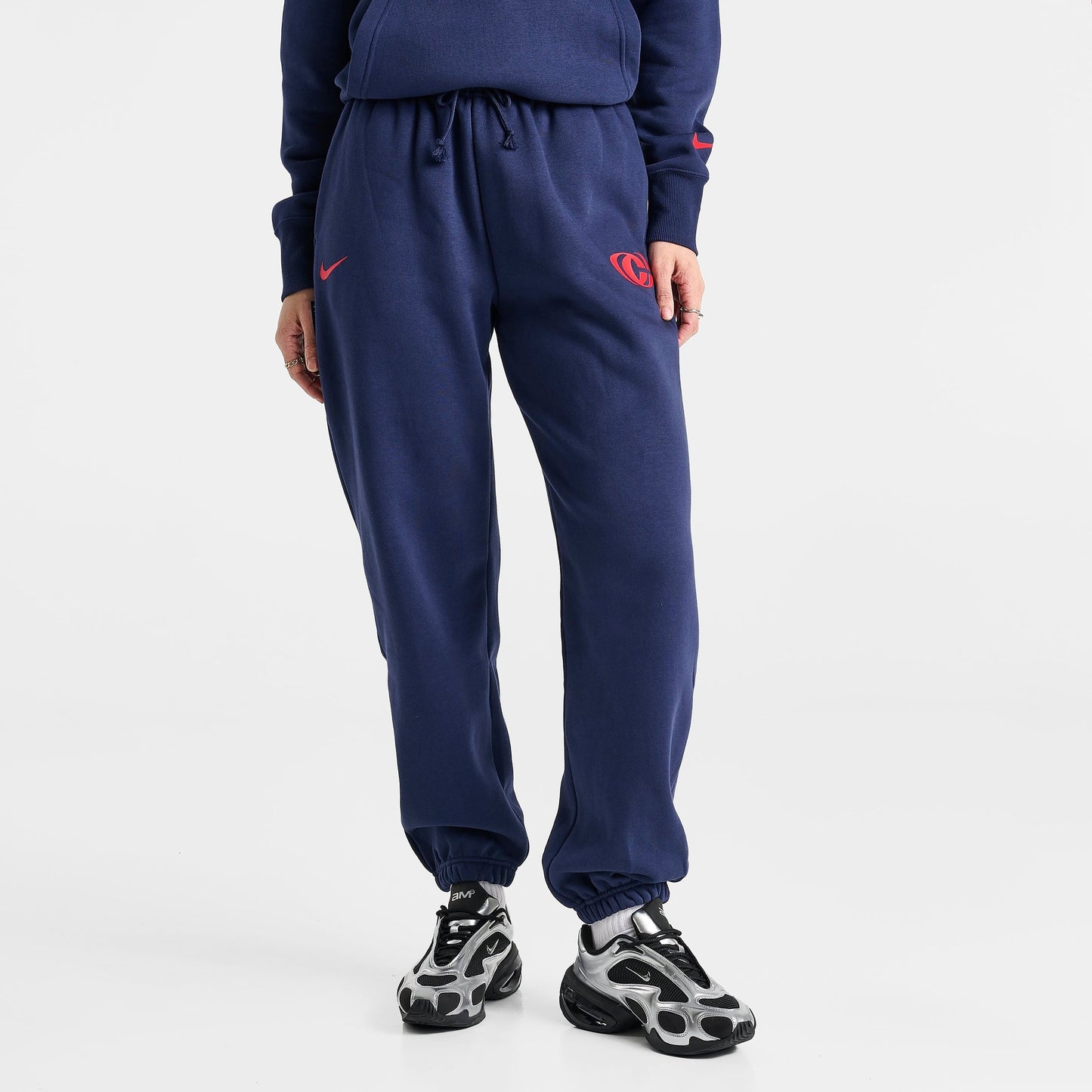 Women's Nike Caitlin Clark Essential Fleece Pants - Midnight Navy/University Red/University Red