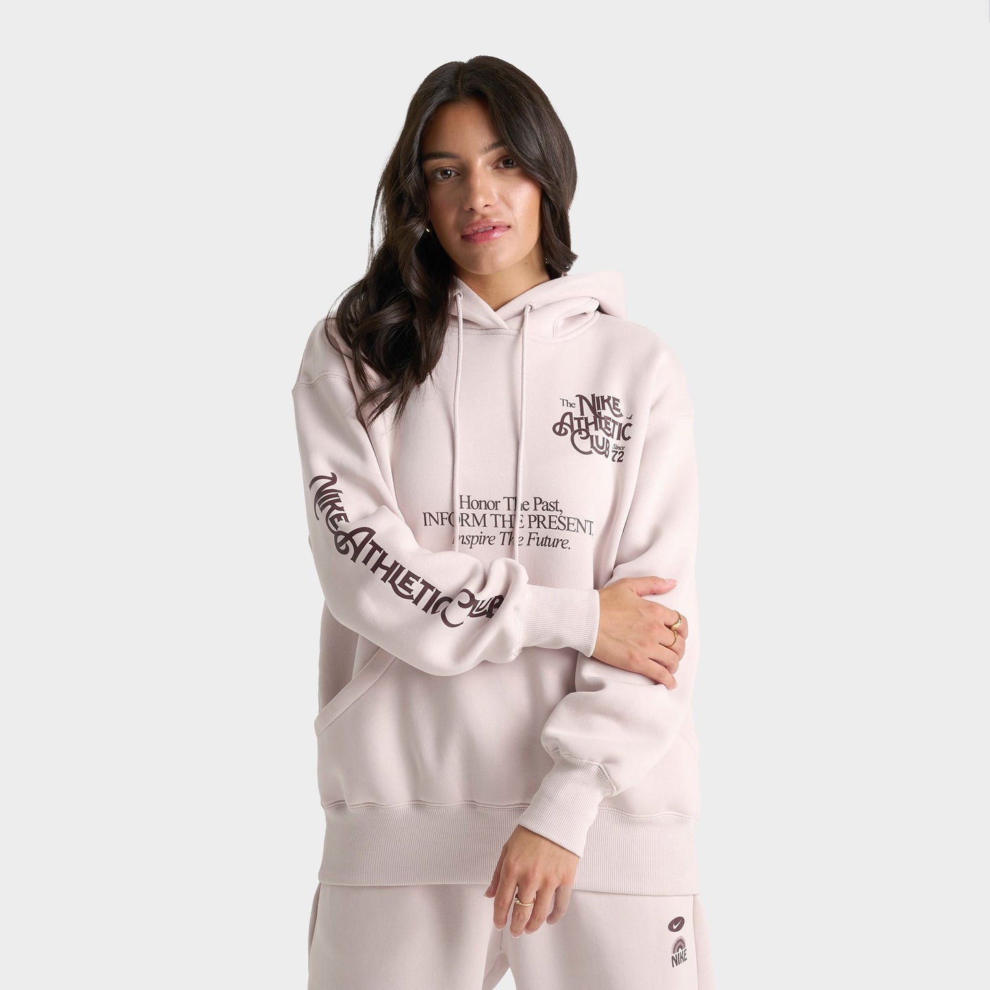 Women's Nike Athletic Club Pullover Hoodie - Silt Red/Burgundy Crush