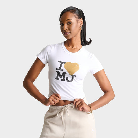 Women's Jordan Flight I Love MJ T-Shirt - White/Metallic Gold