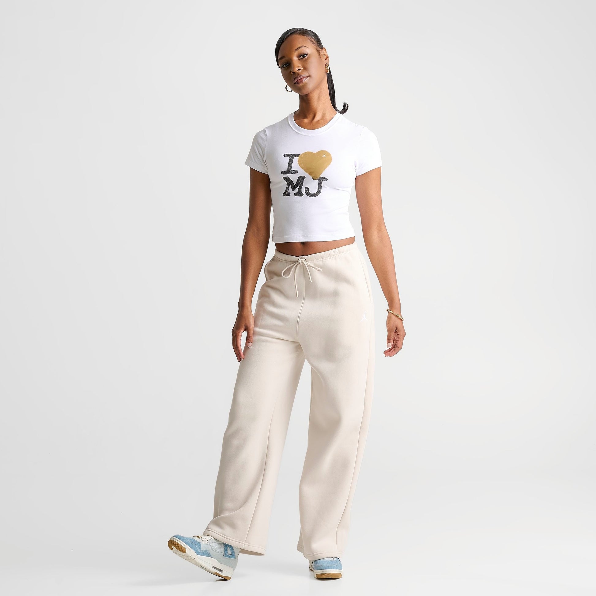 Women's Jordan Flight I Love MJ T-Shirt - White/Metallic Gold