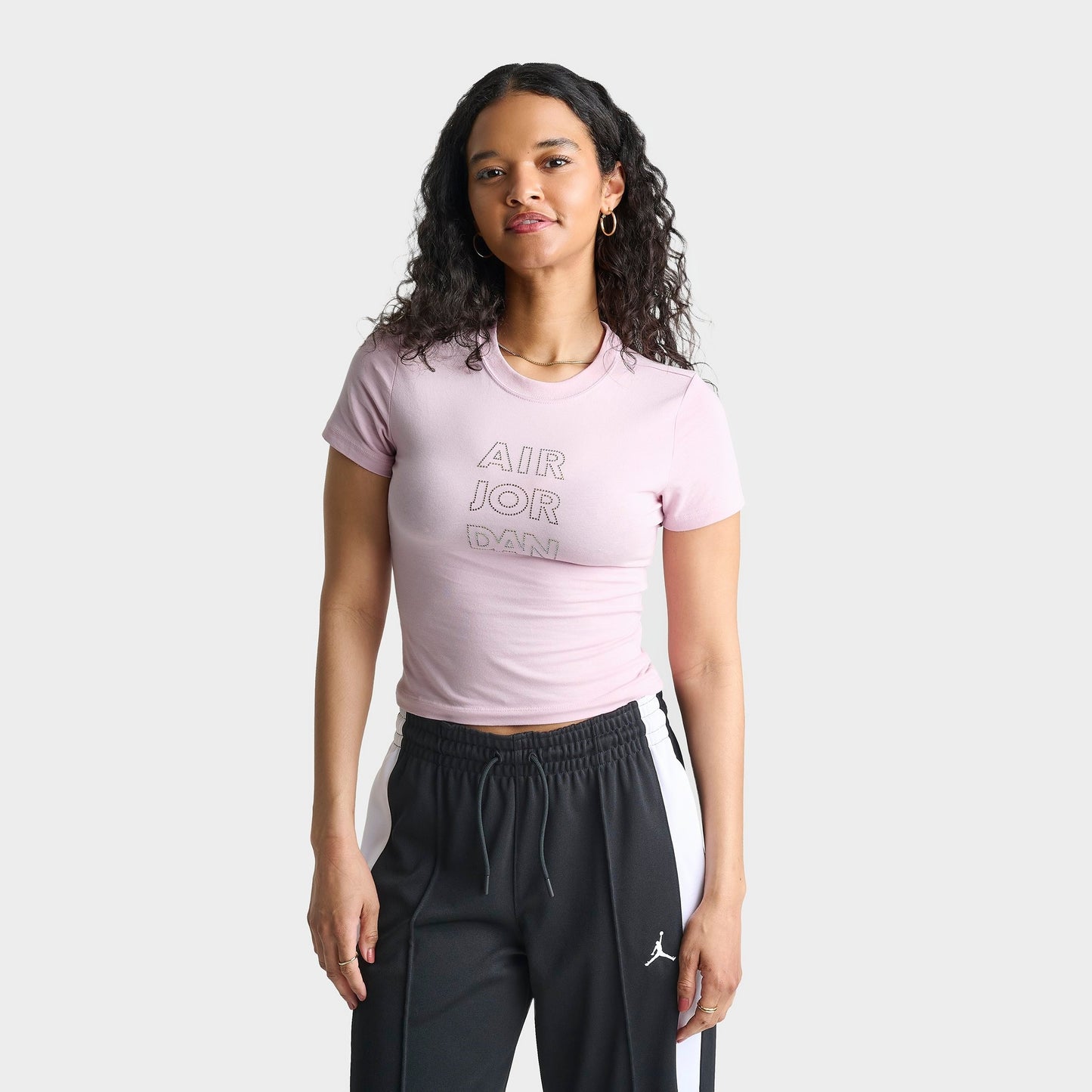 Women's Jordan Brooklyn Rhinestone Graphic T-Shirt - Iced Carmine/White