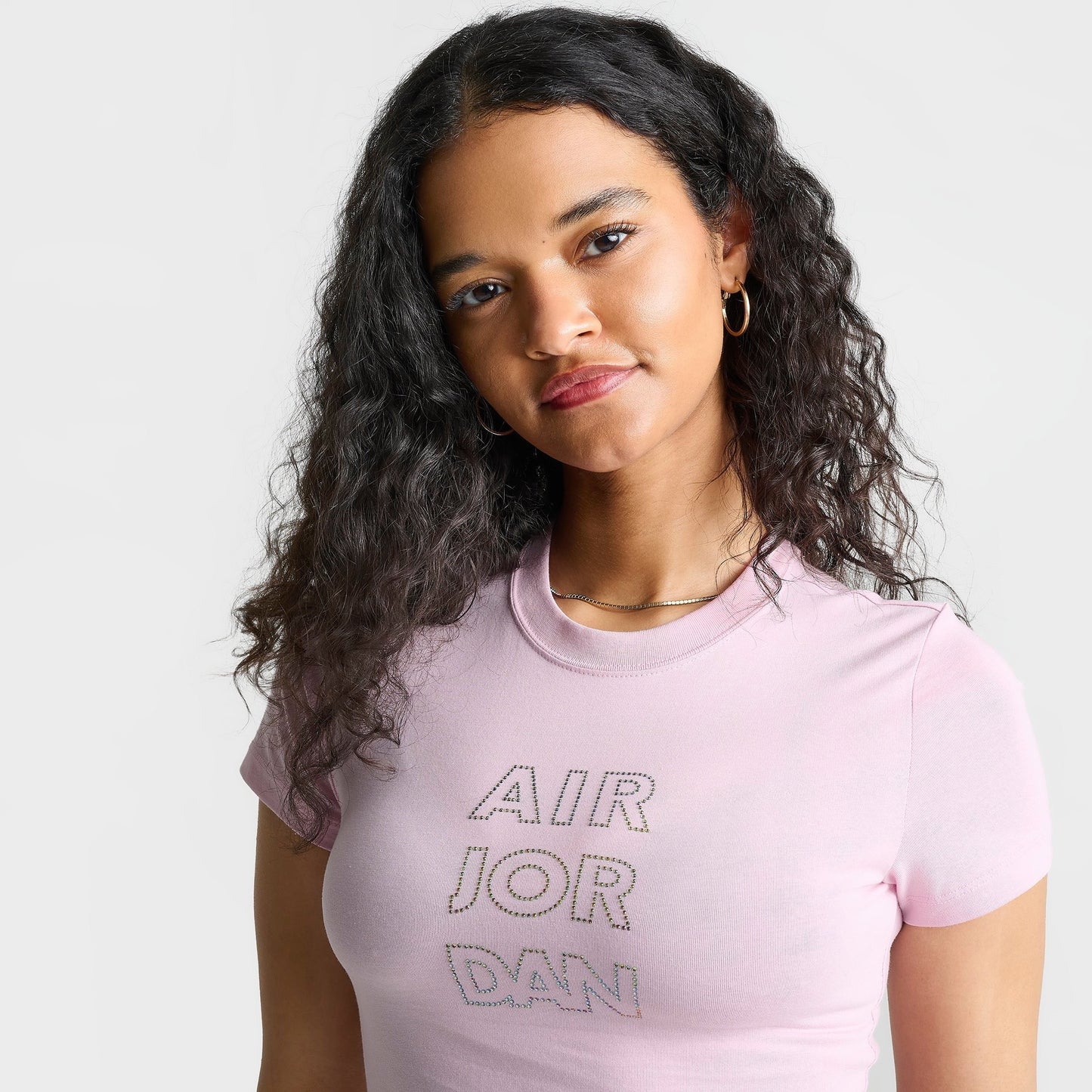 Women's Jordan Brooklyn Rhinestone Graphic T-Shirt - Iced Carmine/White