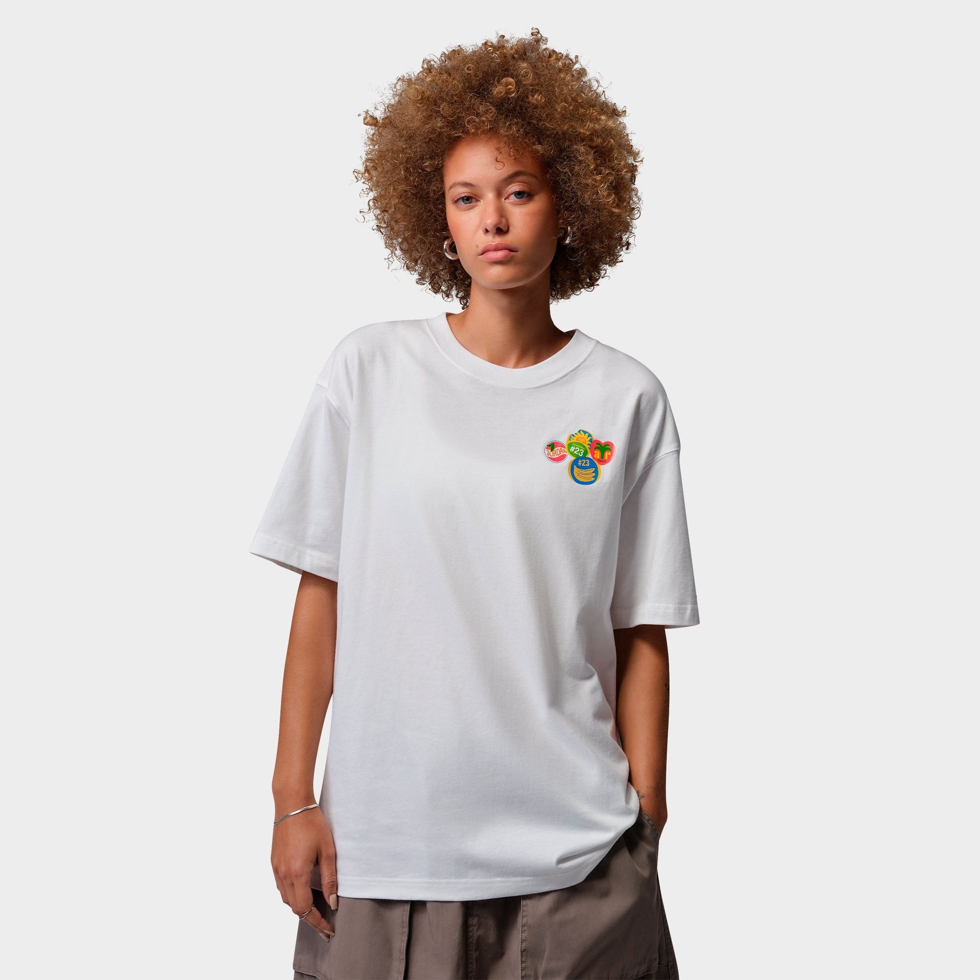 Women's Jordan Brooklyn Fruit Oversized Graphic T-Shirt - White/Black