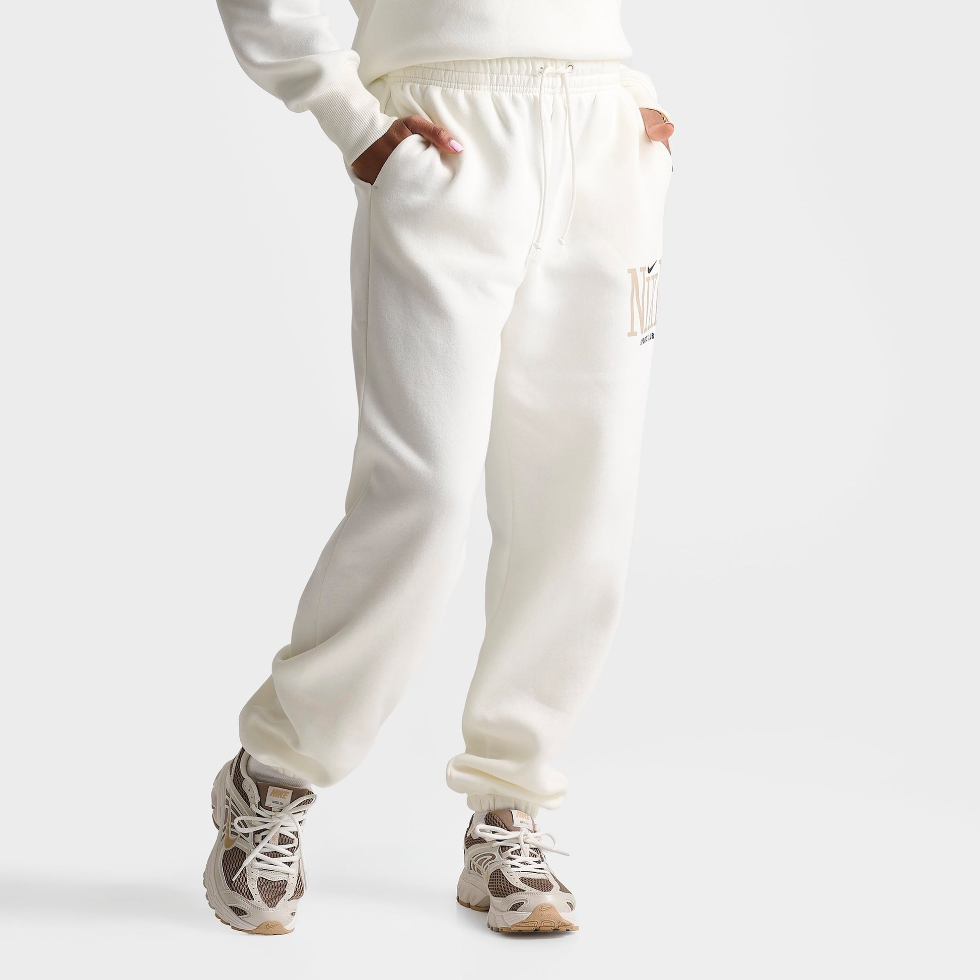 Women's Nike Sportswear Phoenix Fleece Sports Club Oversized High-Waisted Jogger Pants - Sail/Black