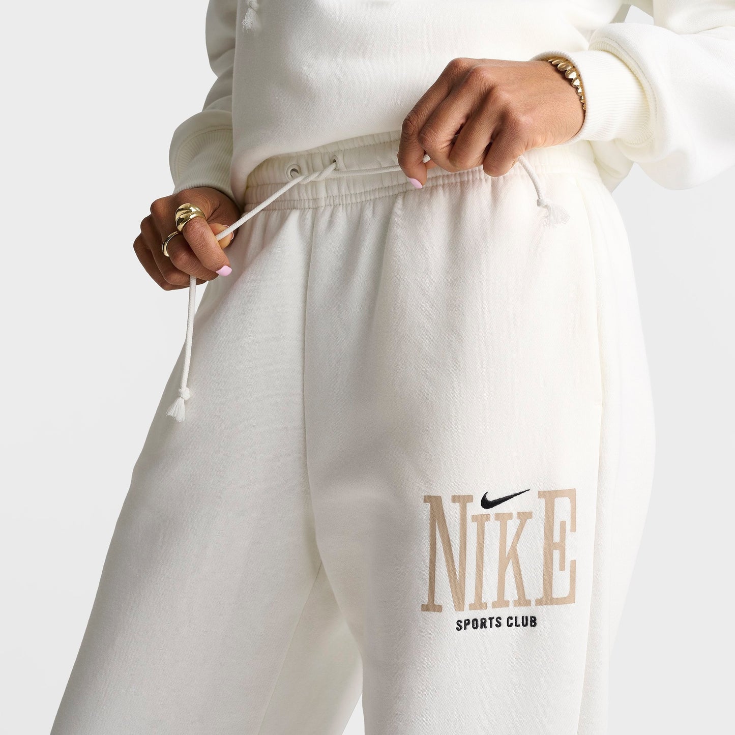 Women's Nike Sportswear Phoenix Fleece Sports Club Oversized High-Waisted Jogger Pants - Sail/Black