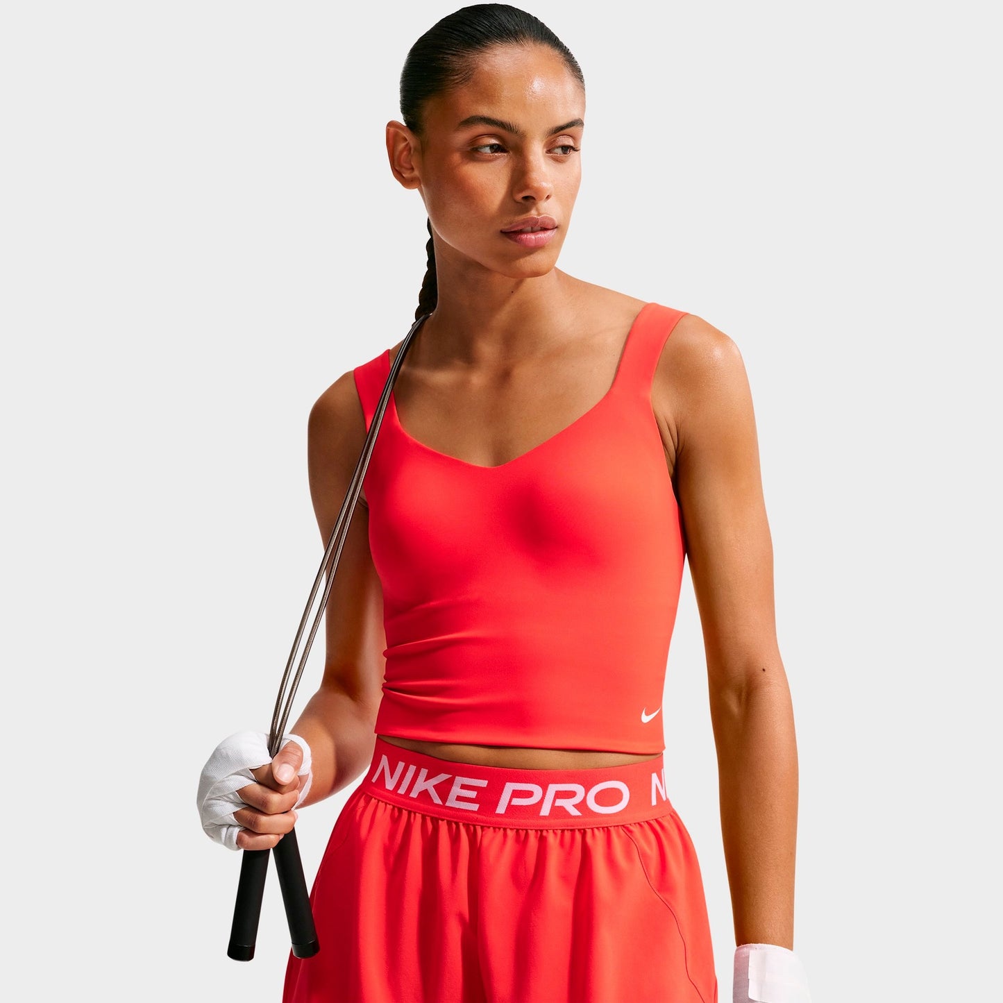 Women's Nike Pro Sculpt Medium-Support Padded Bra Tank - Light Crimson/White