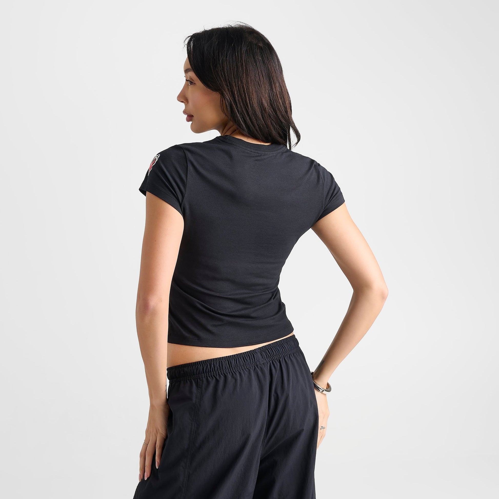 Women's Nike Sportswear Chill Knit Airbrushed Slim Cropped T-Shirt - Black