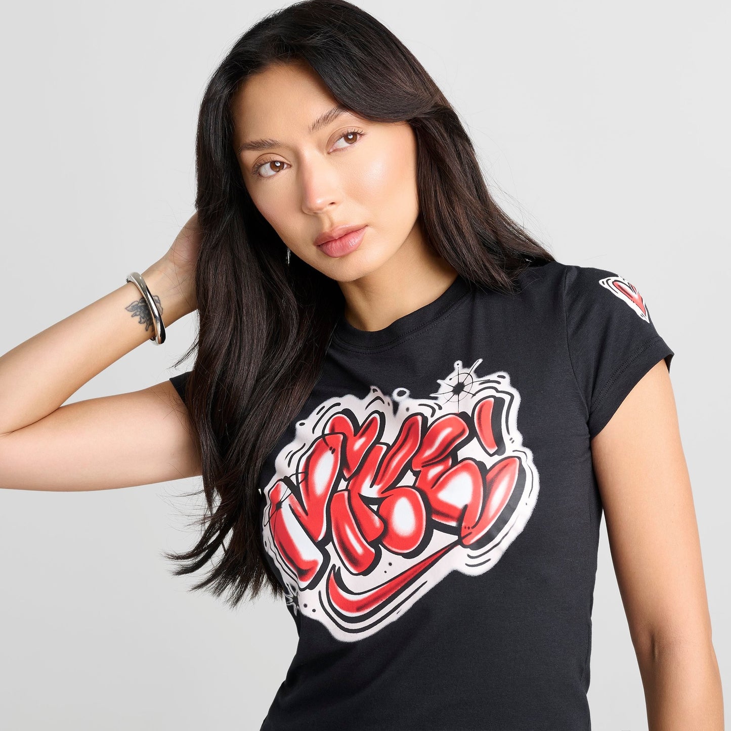 Women's Nike Sportswear Chill Knit Airbrushed Slim Cropped T-Shirt - Black