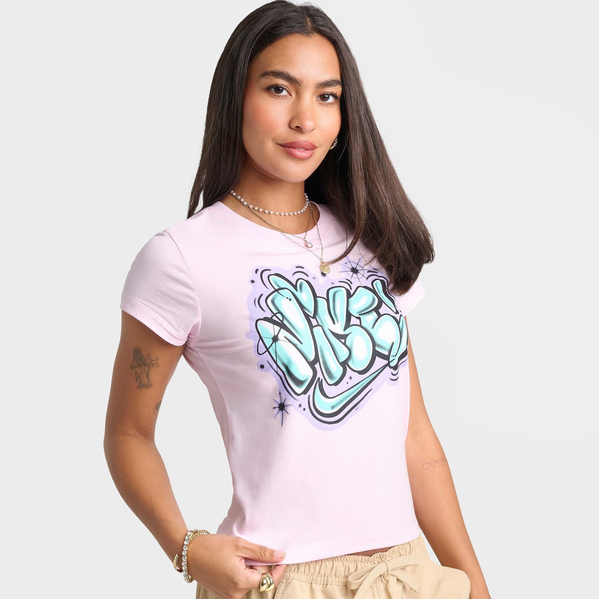 Women's Nike Sportswear Chill Knit Airbrushed Slim Cropped T-Shirt - Pink Foam