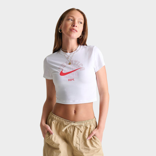 Women's Nike Sportswear Chill Knit Athletics Dept. Slim Cropped T-Shirt - White