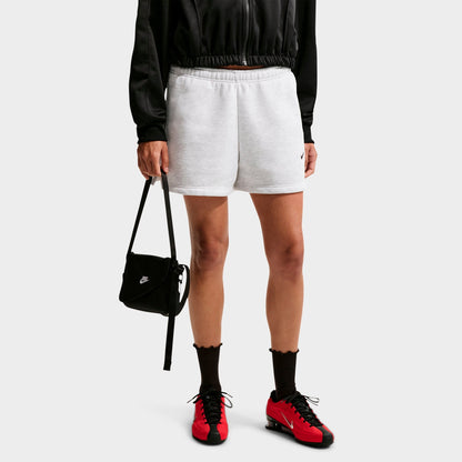Women's Nike Studio Fleece Medium-Weight Mid-Rise Shorts - Birch Heather/Black