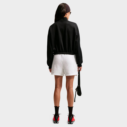 Women's Nike Studio Fleece Medium-Weight Mid-Rise Shorts - Birch Heather/Black