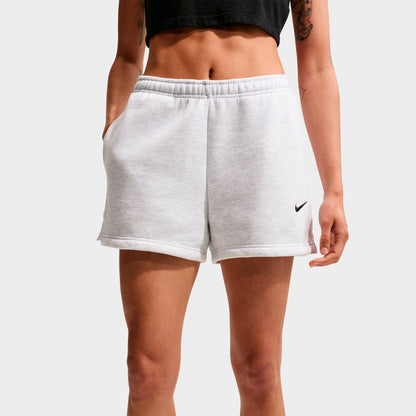 Women's Nike Studio Fleece Medium-Weight Mid-Rise Shorts - Birch Heather/Black