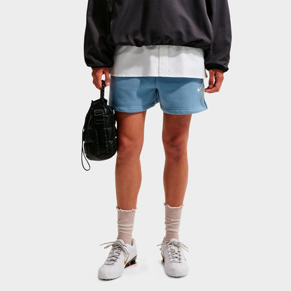 Women's Nike Studio Fleece Medium-Weight Mid-Rise Shorts - Work Blue/Sail